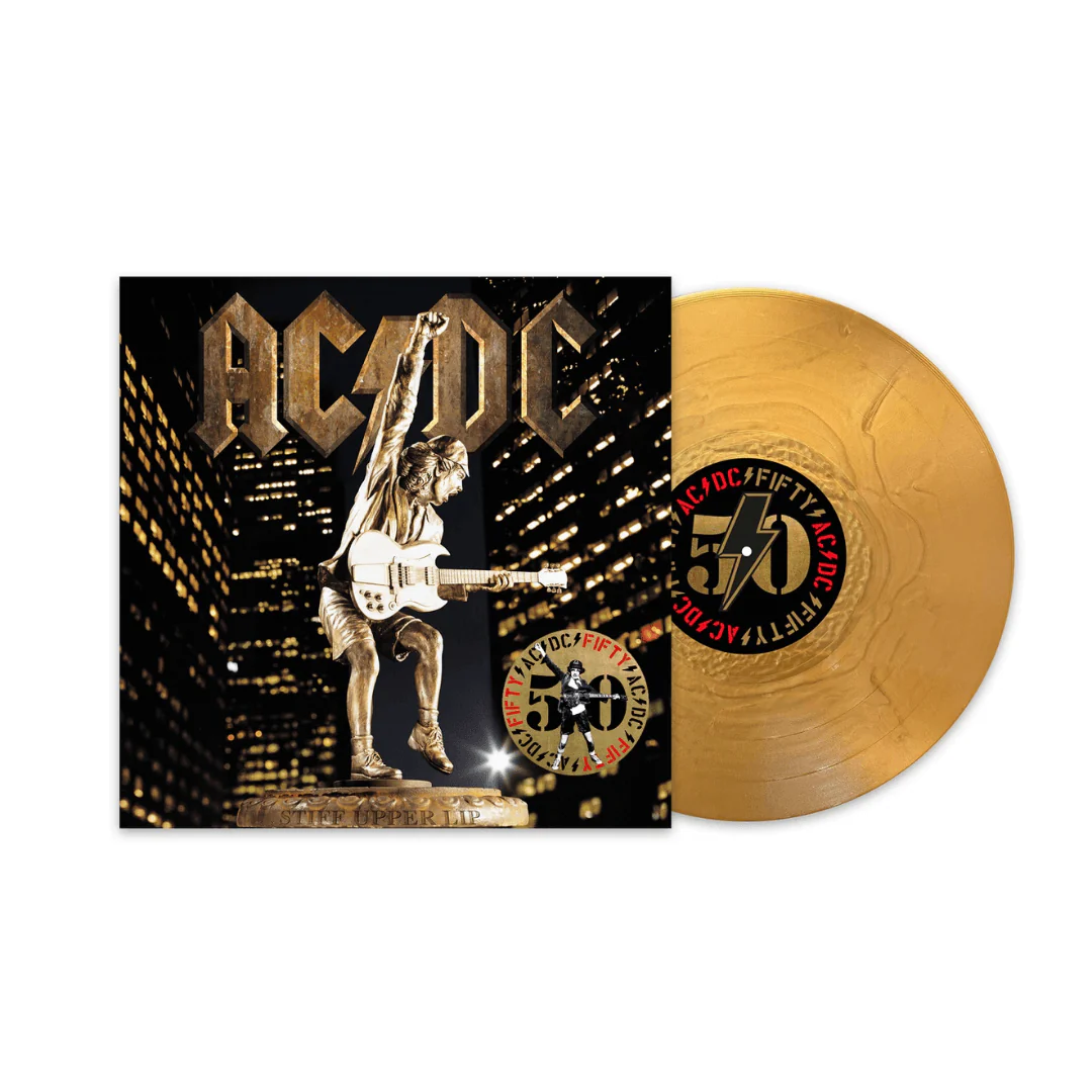 Stiff Upper Lip LP Edición 50ª Aniversario Vinilo Dorado
